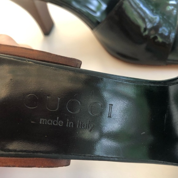 Vtg Rare Gucci Patent Leather Kitten Heels sandal - Picture 6 of 11
